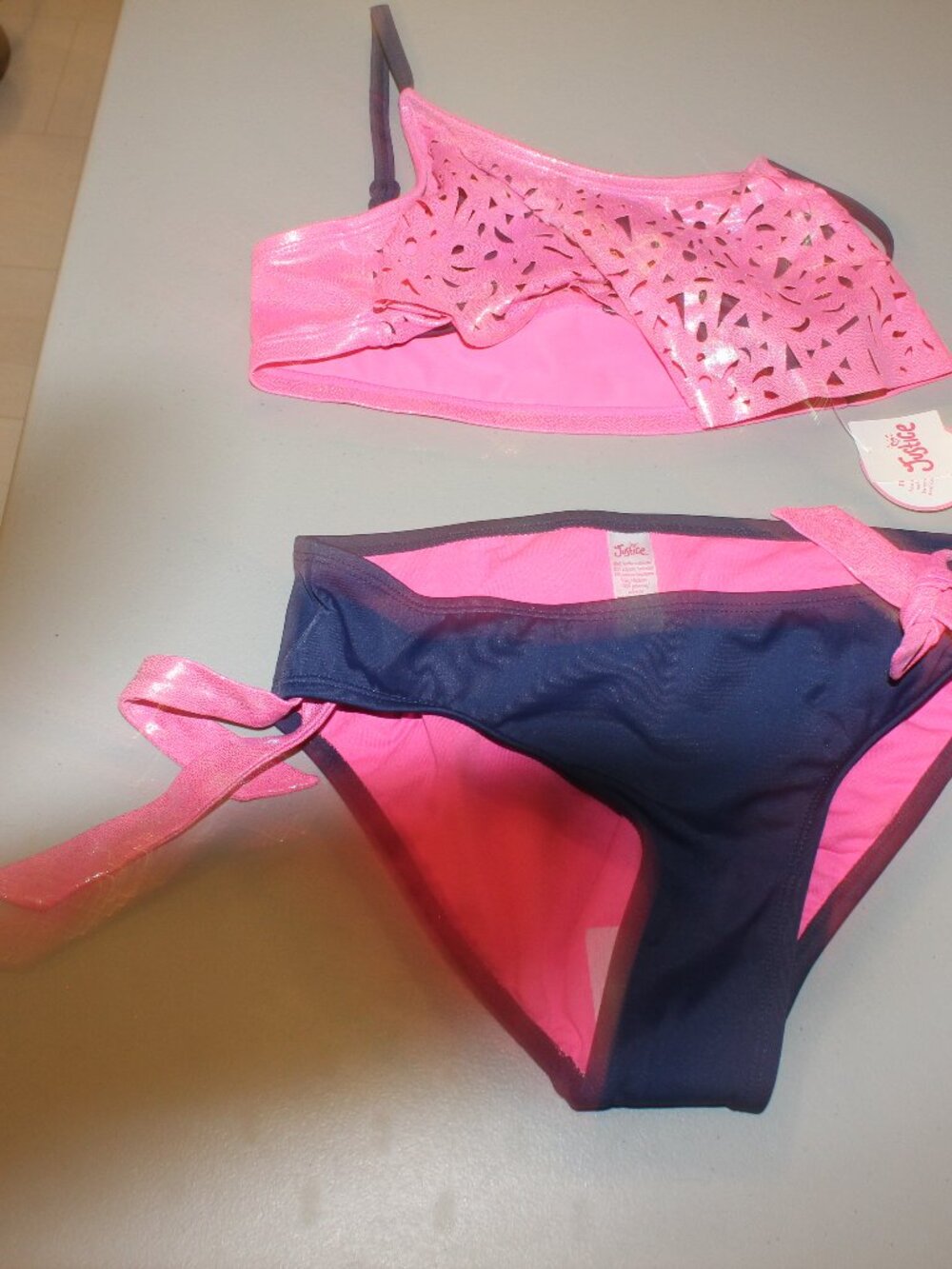Pink & Blue 2 Pcs Justice Bikini Swimsuit Size 12